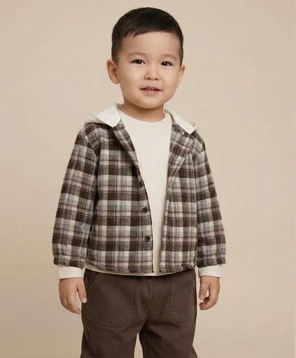 25532 Boy Checkered Shirted 3-Piece Set Beige