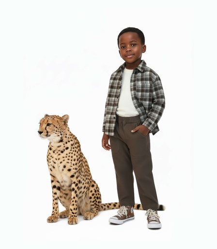 25732 Garçon À carreaux Avec chemise Ensemble 3 pièces Ensemble Beige