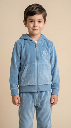 26131 Velvet Tracksuit Set Blue