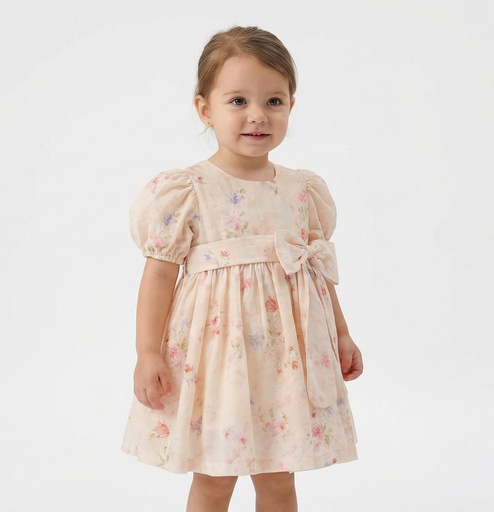 26101 Bow Detailed Dress Patterned