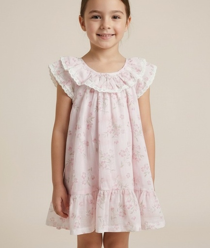 26202 GÜPÜR DETAYLI ELBİSE PEMBE