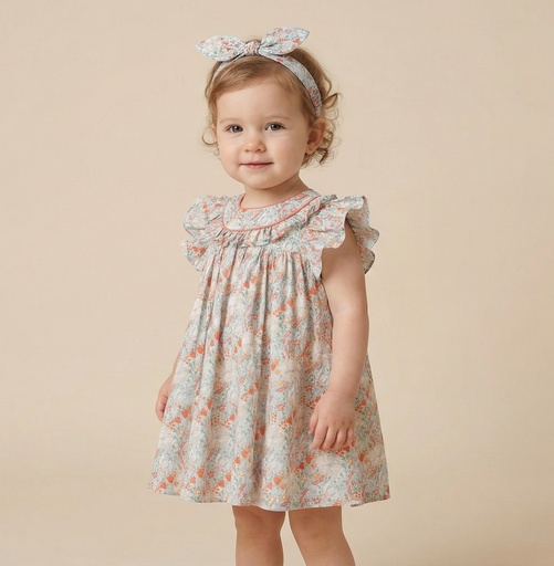 26008 Red Tulip Motif Detailed Dress Patterned