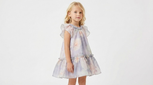 26211 Knit Collar Floral Dress Patterned