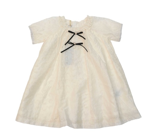 26112 Bow Détaillé Brodé Robe Écru