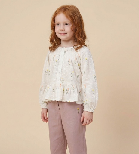 26215 Fille Brodé and Embroidery Détaillé Ensemble 2 pièces Ensemble Rose